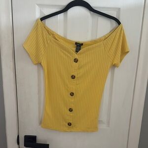 Rue21 Yellow Off-Shoulder Buttoned Blouse